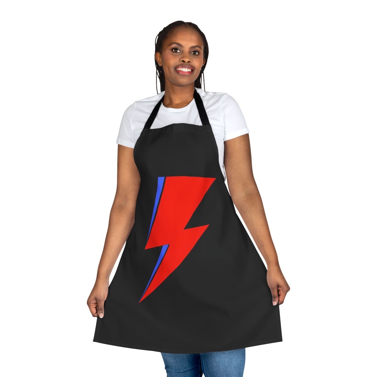 Aladdin Sane inspired apron featuring David Bowie's iconic lightning bolt design