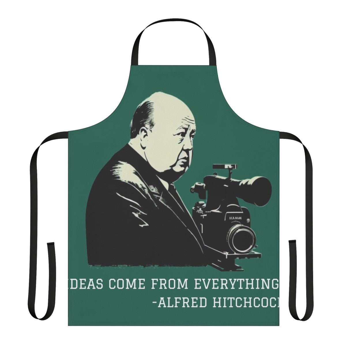 Alfred Hitchcock illustration printed on a high-quality apron