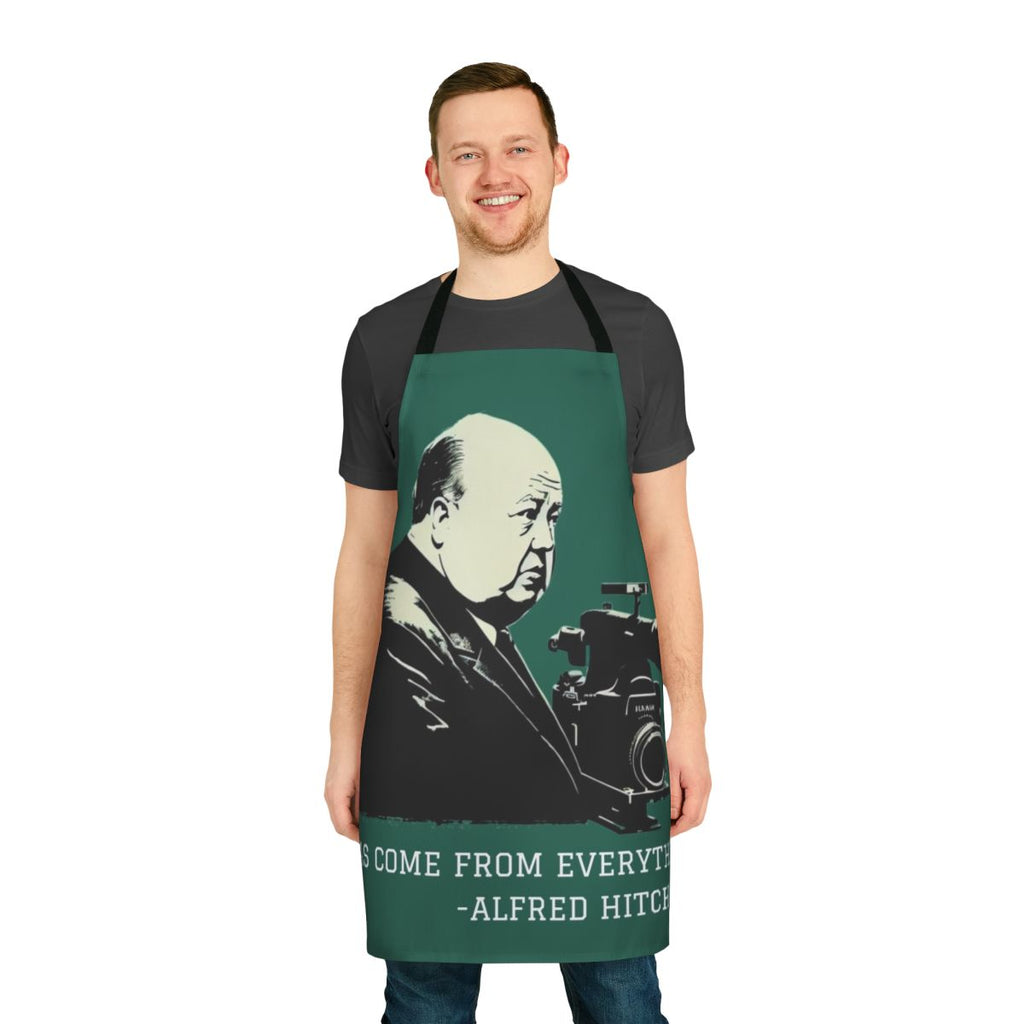Alfred Hitchcock illustration printed on a high-quality apron