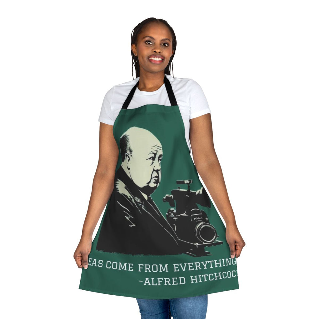 Alfred Hitchcock illustration printed on a high-quality apron