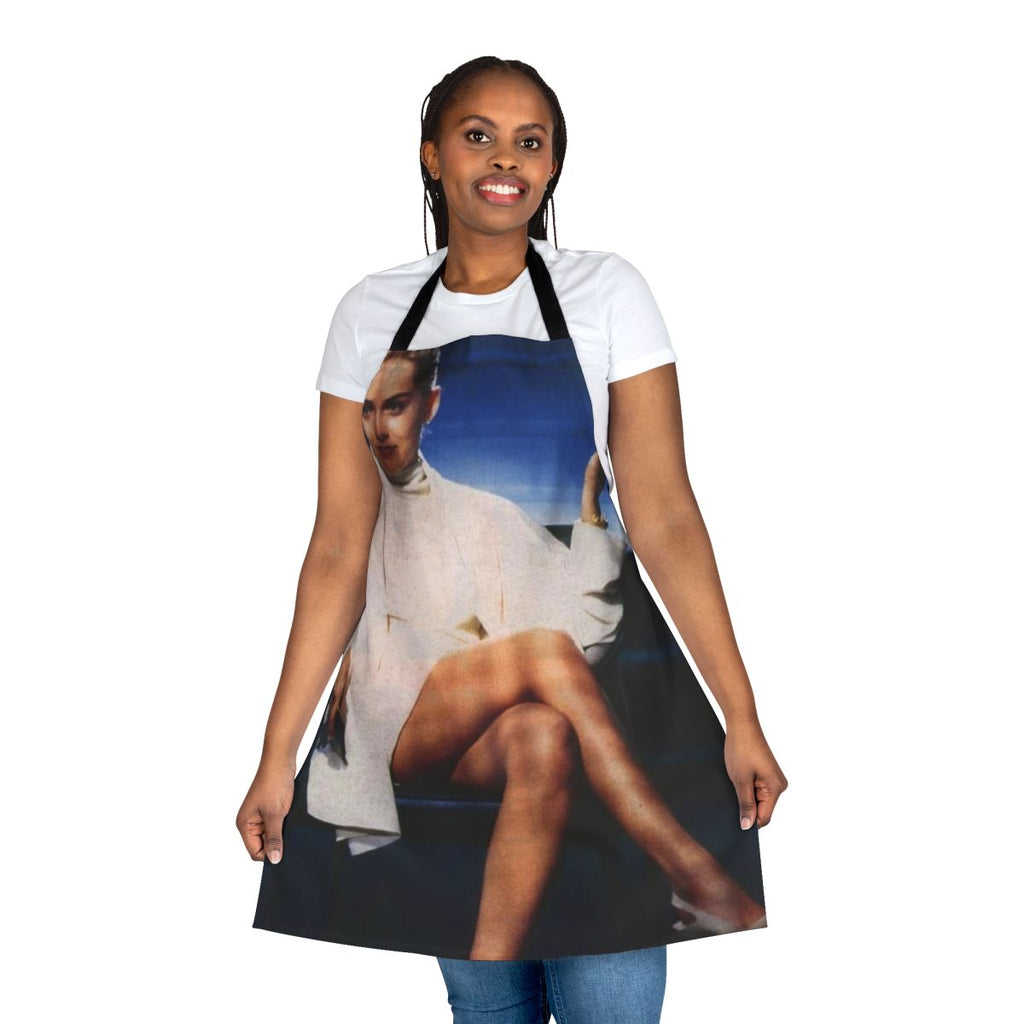 A stylish and unique kitchen apron inspired by the iconic "Basic Instinct" film, featuring a sleek black design with a sultry cigarette accent.