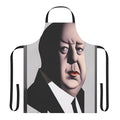 Alfred Hitchcock inspired cooking apron featuring the famous director's iconic portrait
