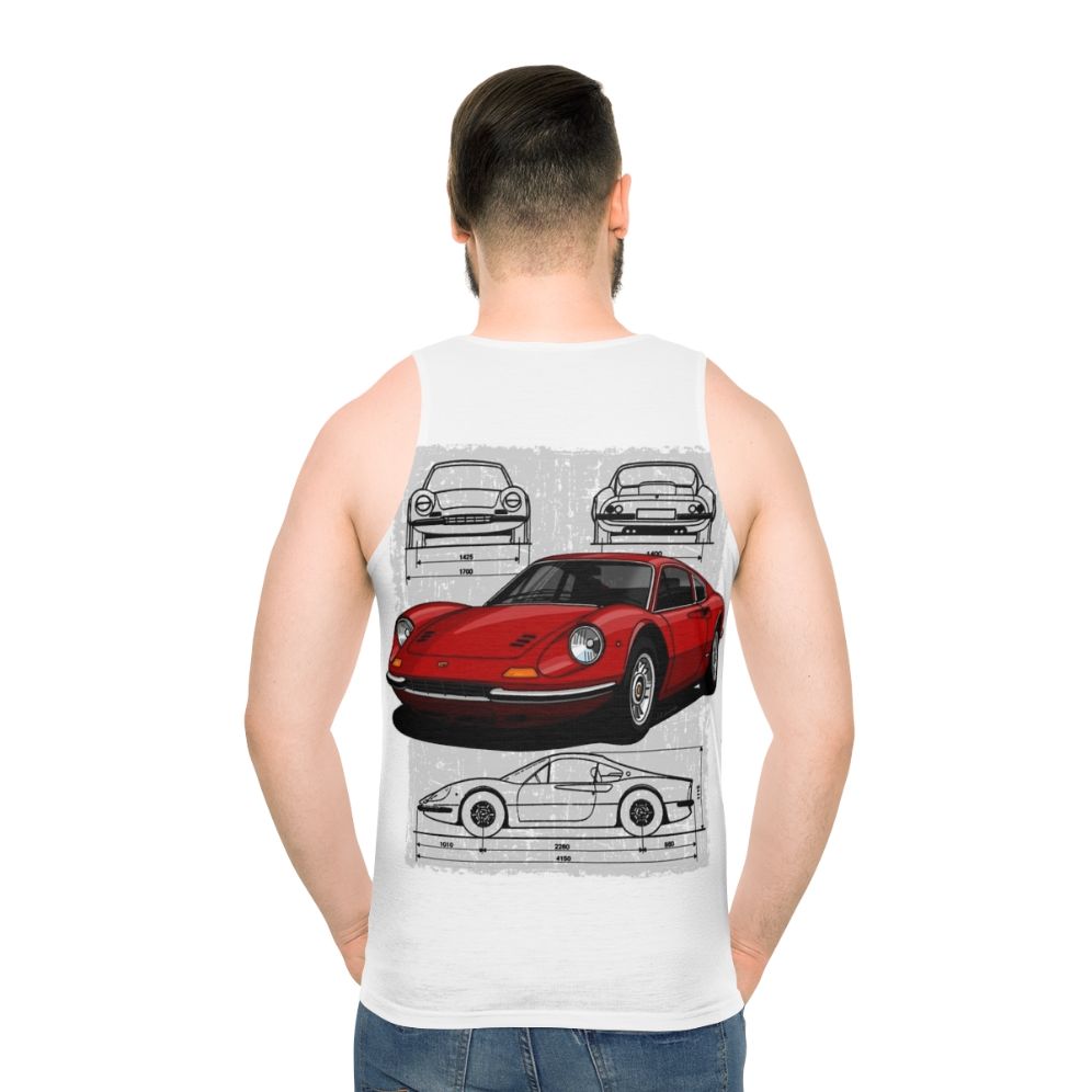 Unisex tank top with illustration of a classic Ferrari Dino sports car