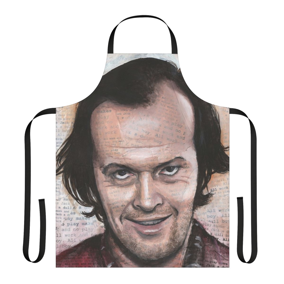 Jack Nicholson inspired apron featuring a portrait design from the classic film The Shining