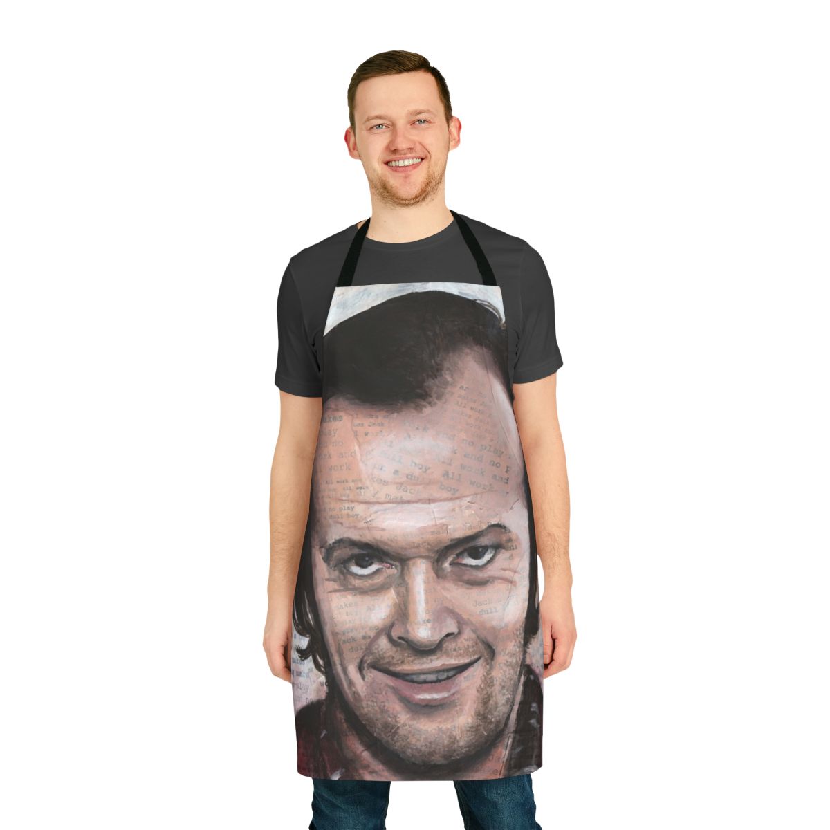Jack Nicholson inspired apron featuring a portrait design from the classic film The Shining