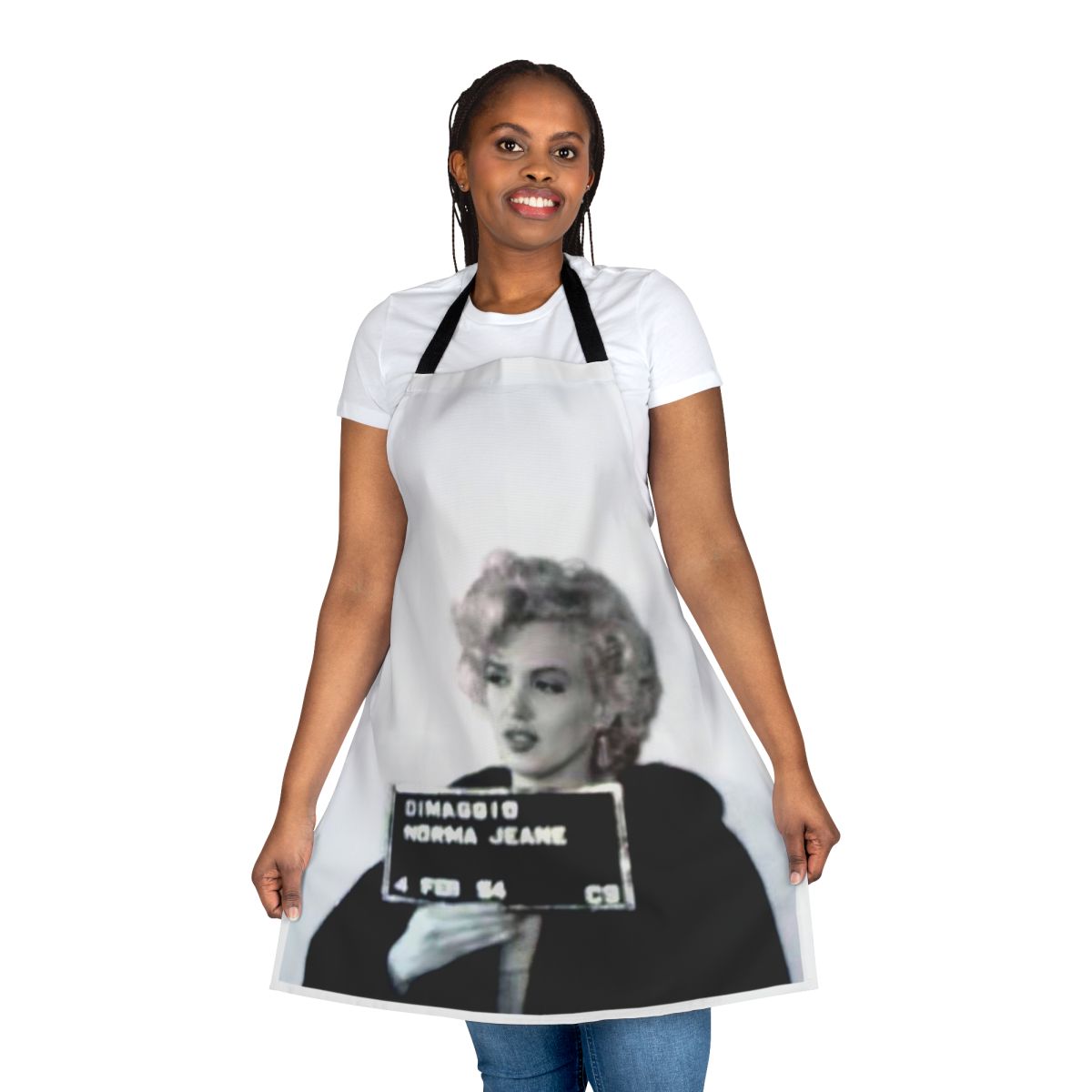 Vintage-style apron featuring Marilyn Monroe's iconic mugshot