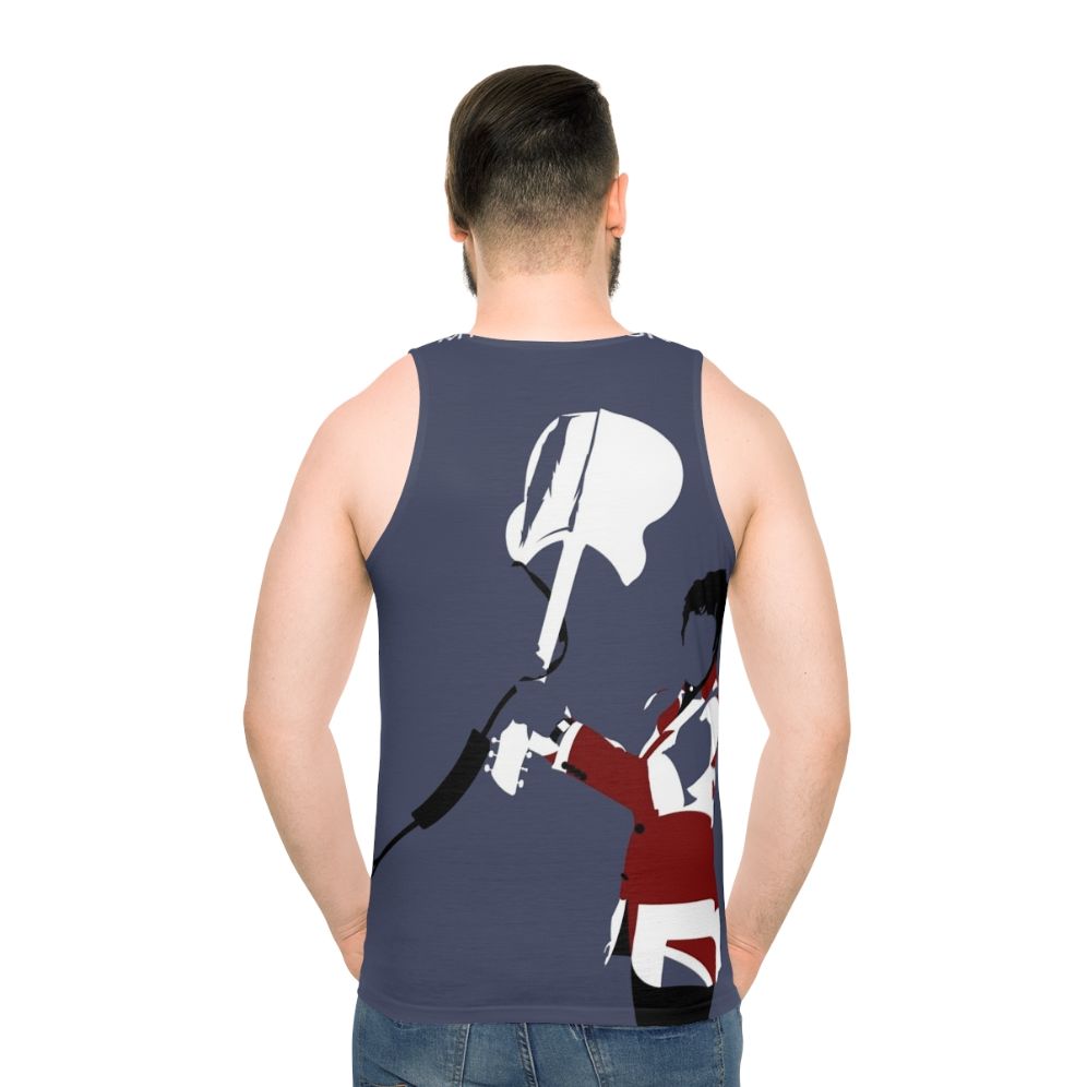 Unisex tank top with minimalist art of Pete Townshend's smashing guitar
