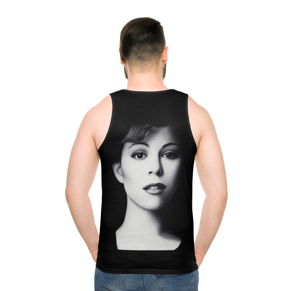 Unisex tank top with an illustrative design of a music legend from the 1990s