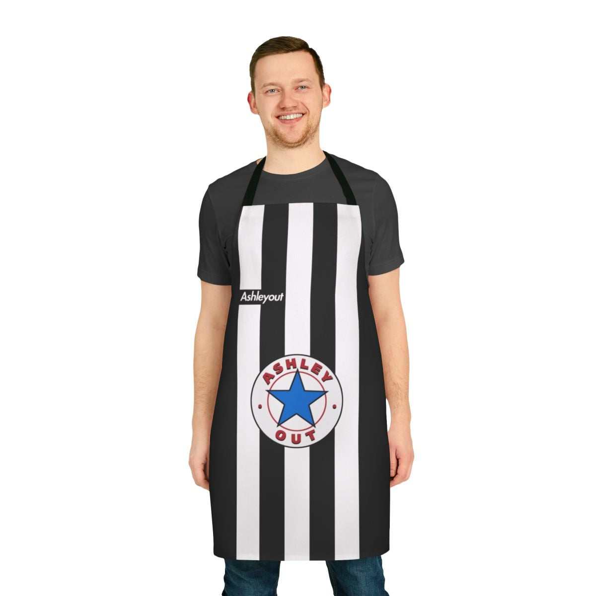 Ashleyout Newcastle United Protest Apron in Black and White
