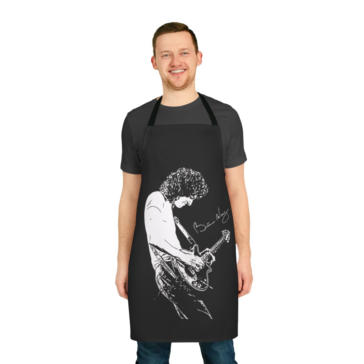 Stylish apron featuring the iconic Queen band logo and Brian May's guitar silhouette