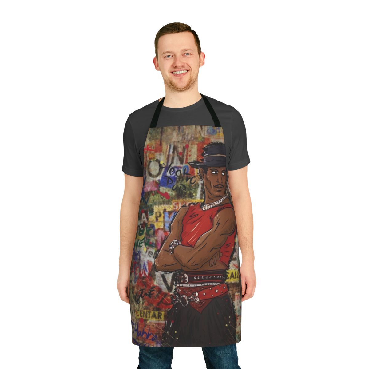 Shabba Doo inspired street dancer themed apron with graffiti and cartoon art
