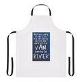 Apron featuring a design inspired by the iconic "Van Down By The River" sketch from Chris Farley's "Matt Foley" character.