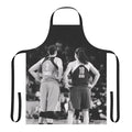 Black and white apron featuring WNBA legends Diana Taurasi and Sue Bird
