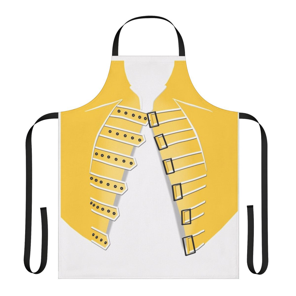 Stylized yellow jacket-inspired apron for Freddie Mercury and Queen fans