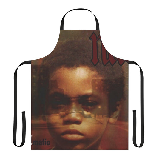 Apron featuring the iconic album cover art from Nas' "Illmatic" album