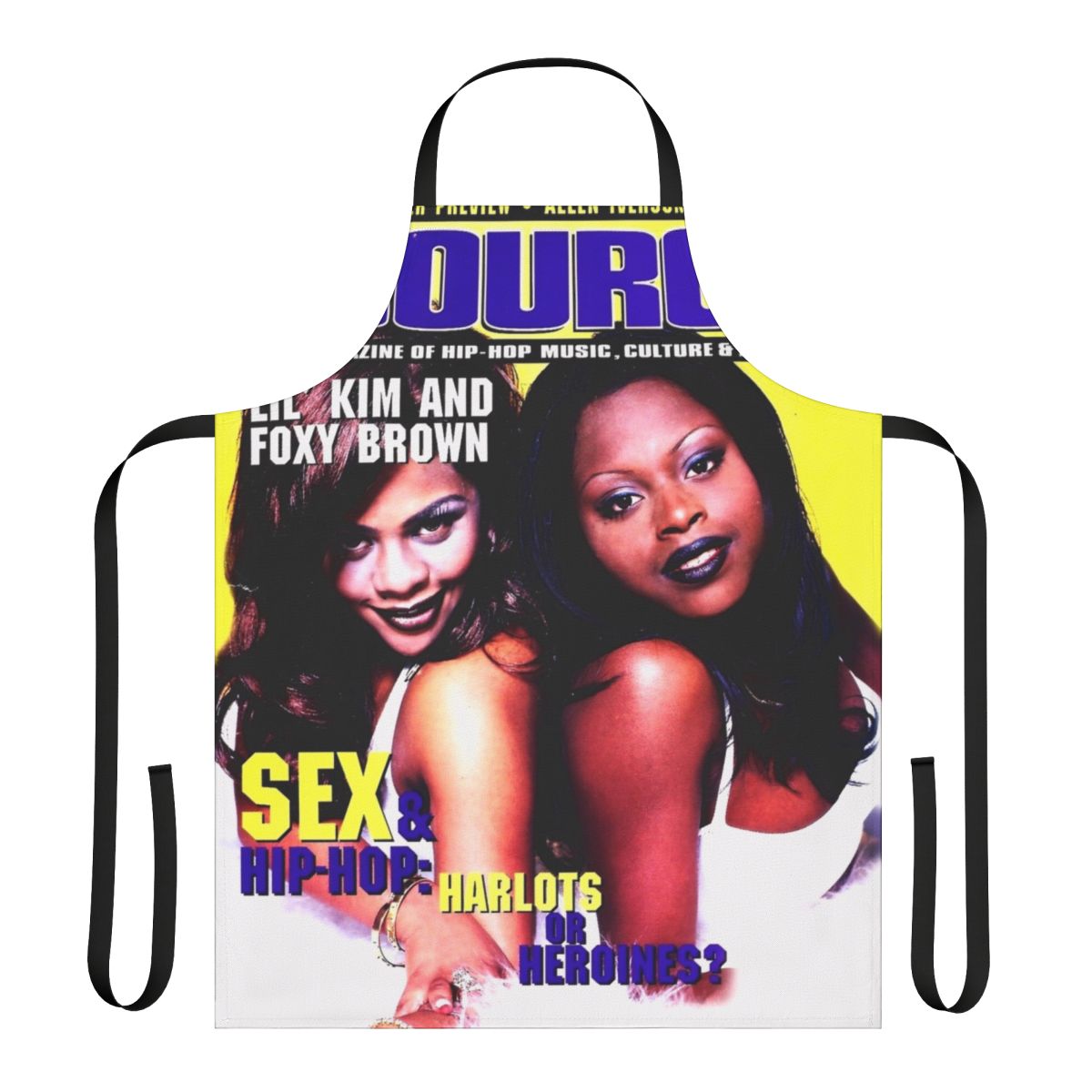 Illustration of a woman in a black and white 90s hip hop style apron