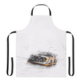 Illustration of a rally car on a durable, high-quality apron