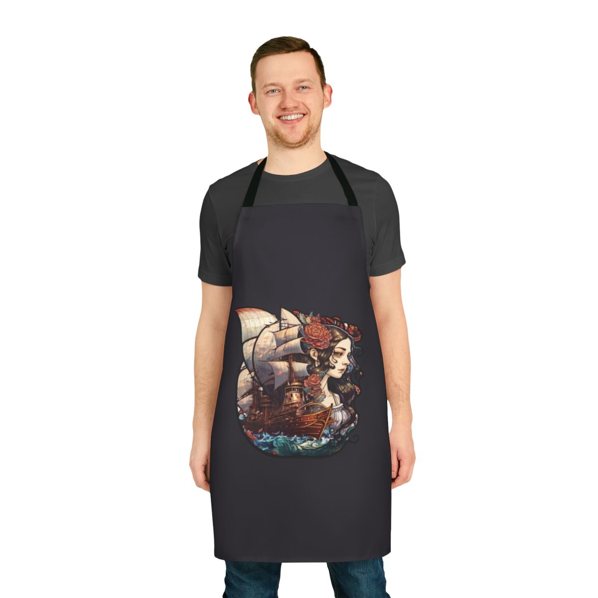 Apron featuring a whimsical design of legendary aquatic beasts and fantasy sea creatures