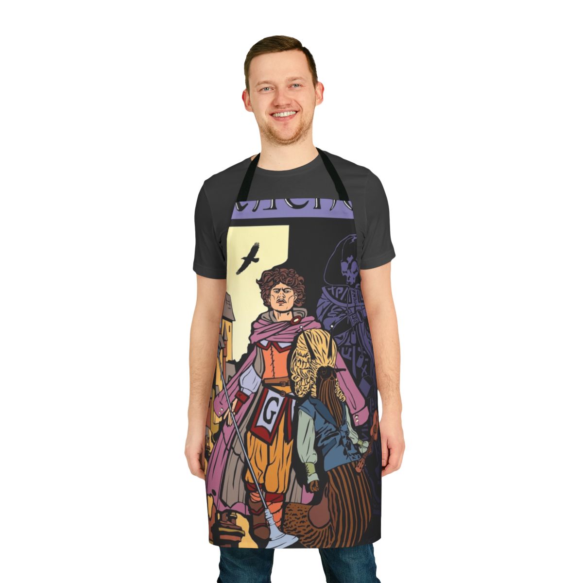 Fantasy-inspired apron featuring dragons and shadows from the Glunwood setting