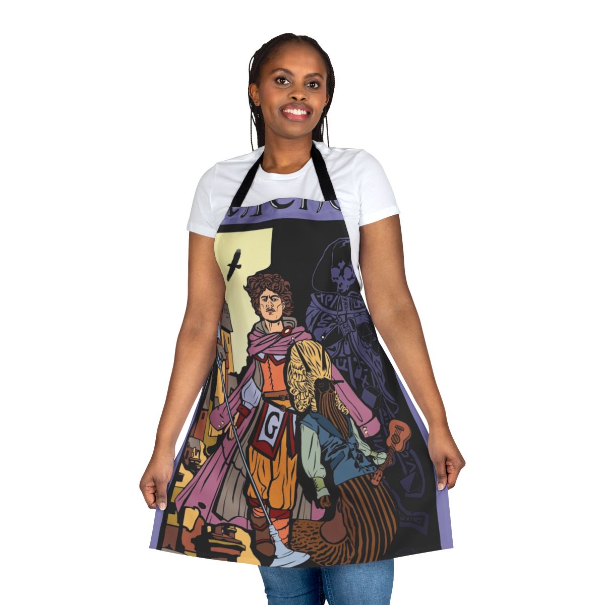 Fantasy-inspired apron featuring dragons and shadows from the Glunwood setting