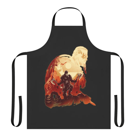 Viking-inspired adventure apron with Assassins Creed Valhalla-style graphics