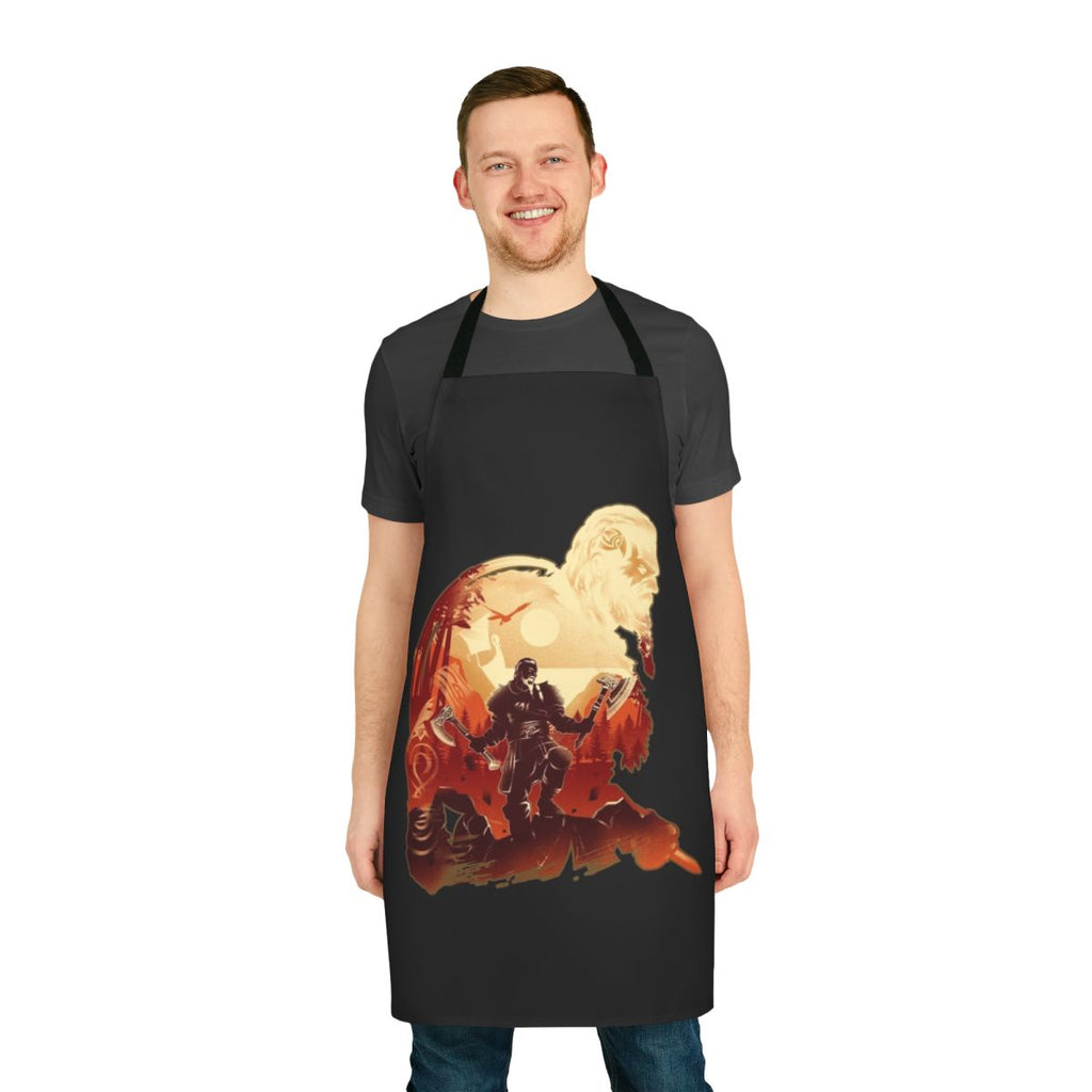 Viking-inspired adventure apron with Assassins Creed Valhalla-style graphics