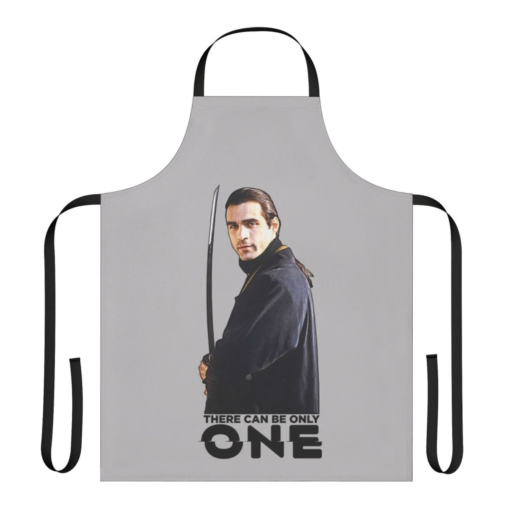 Immortal Highlander-Inspired Apron featuring swords and fantasy elements