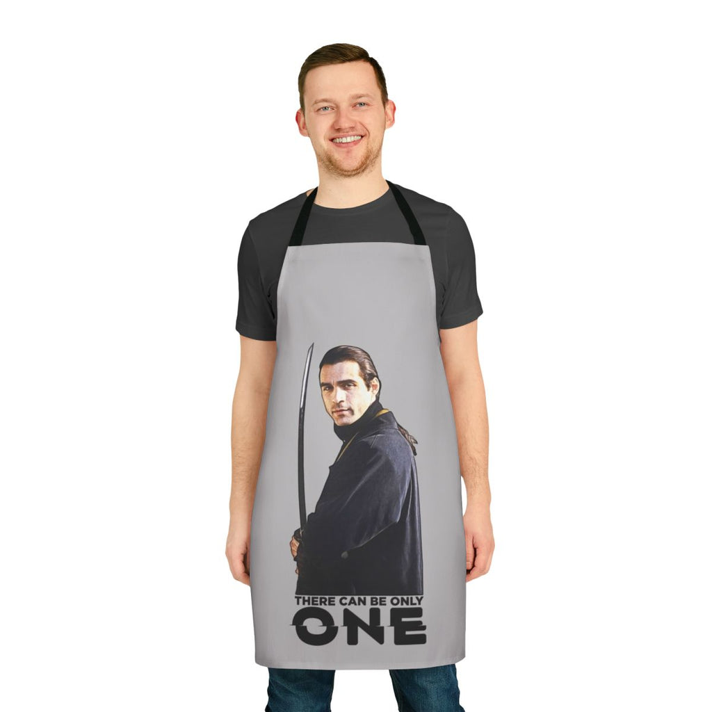 Immortal Highlander-Inspired Apron featuring swords and fantasy elements