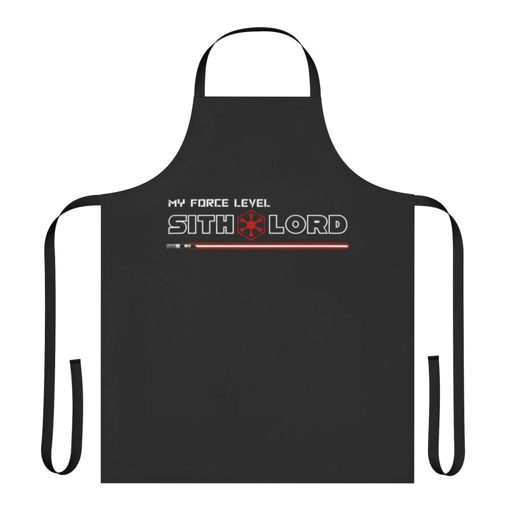 A stylish and durable cooking apron with a Sith Lord inspired design, perfect for any Star Wars fan.