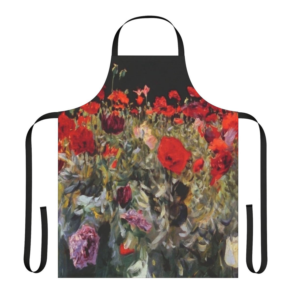 Apron featuring the Impressionist painting "Poppies" by renowned American artist John Singer Sargent.