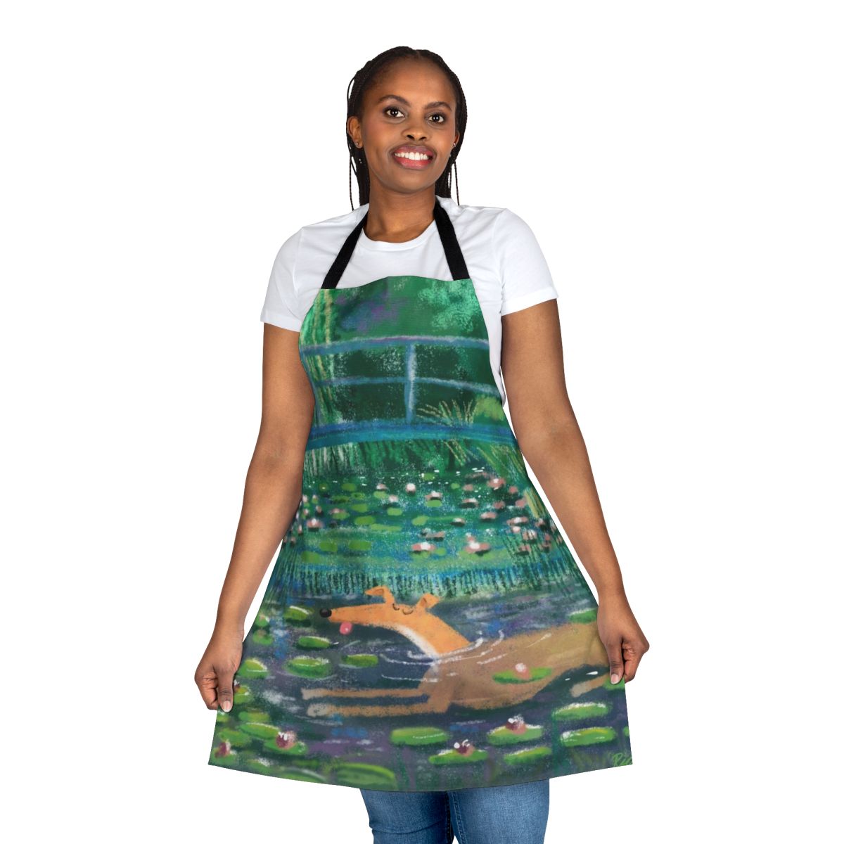 Greyhound and whippet design in an impressionist painting style on an apron