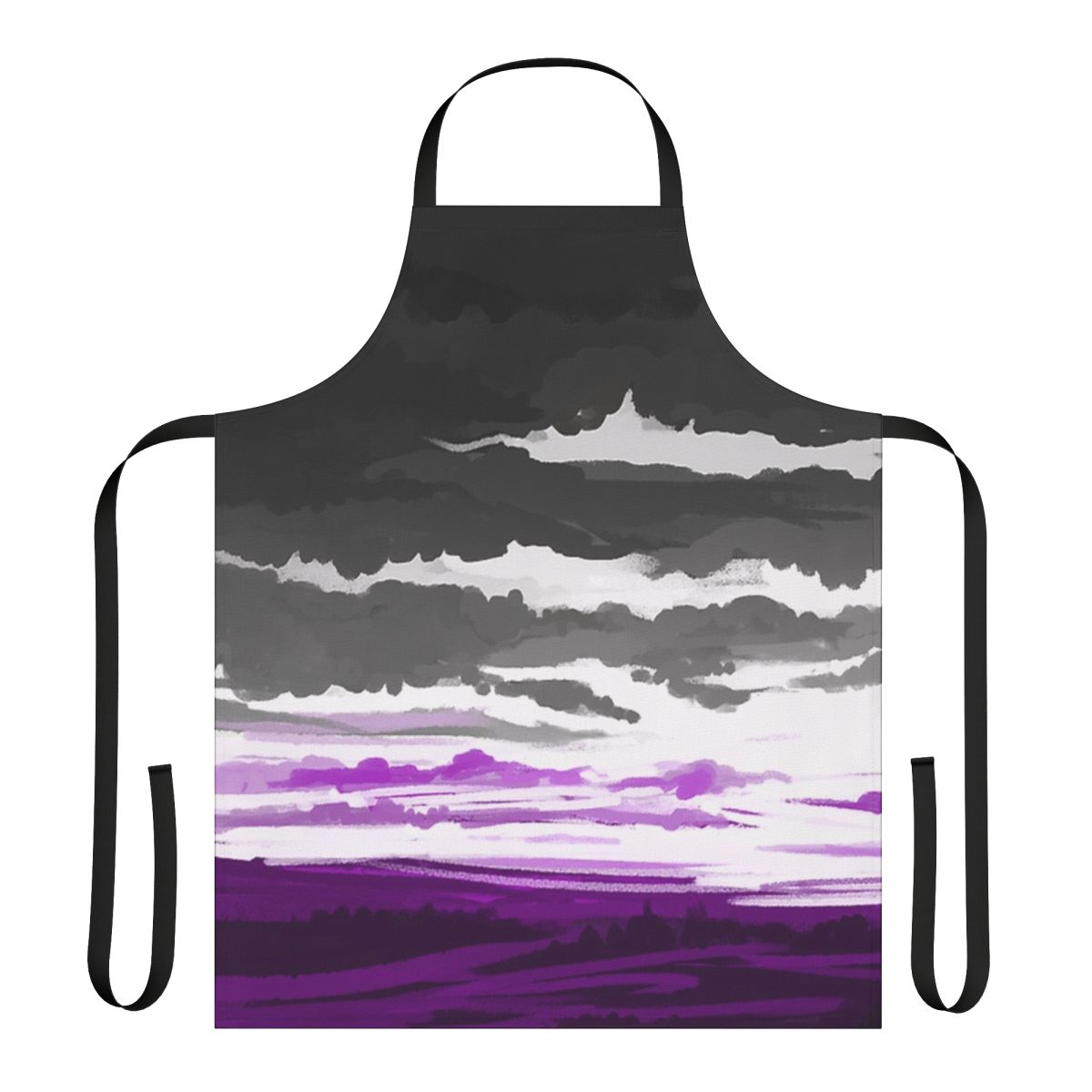 Asexual art flag design printed on a high-quality apron for the LGBTQ+ community.