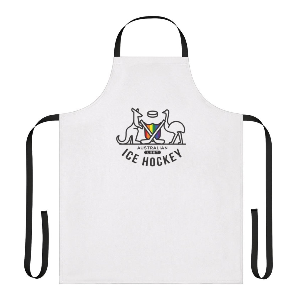 Colorful apron featuring the LGBTQ+ pride flag design, perfect for Australian ice hockey enthusiasts.