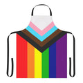 Colorful pride apron with progressive rainbow flag design, promoting LGBTQ+ inclusiveness.