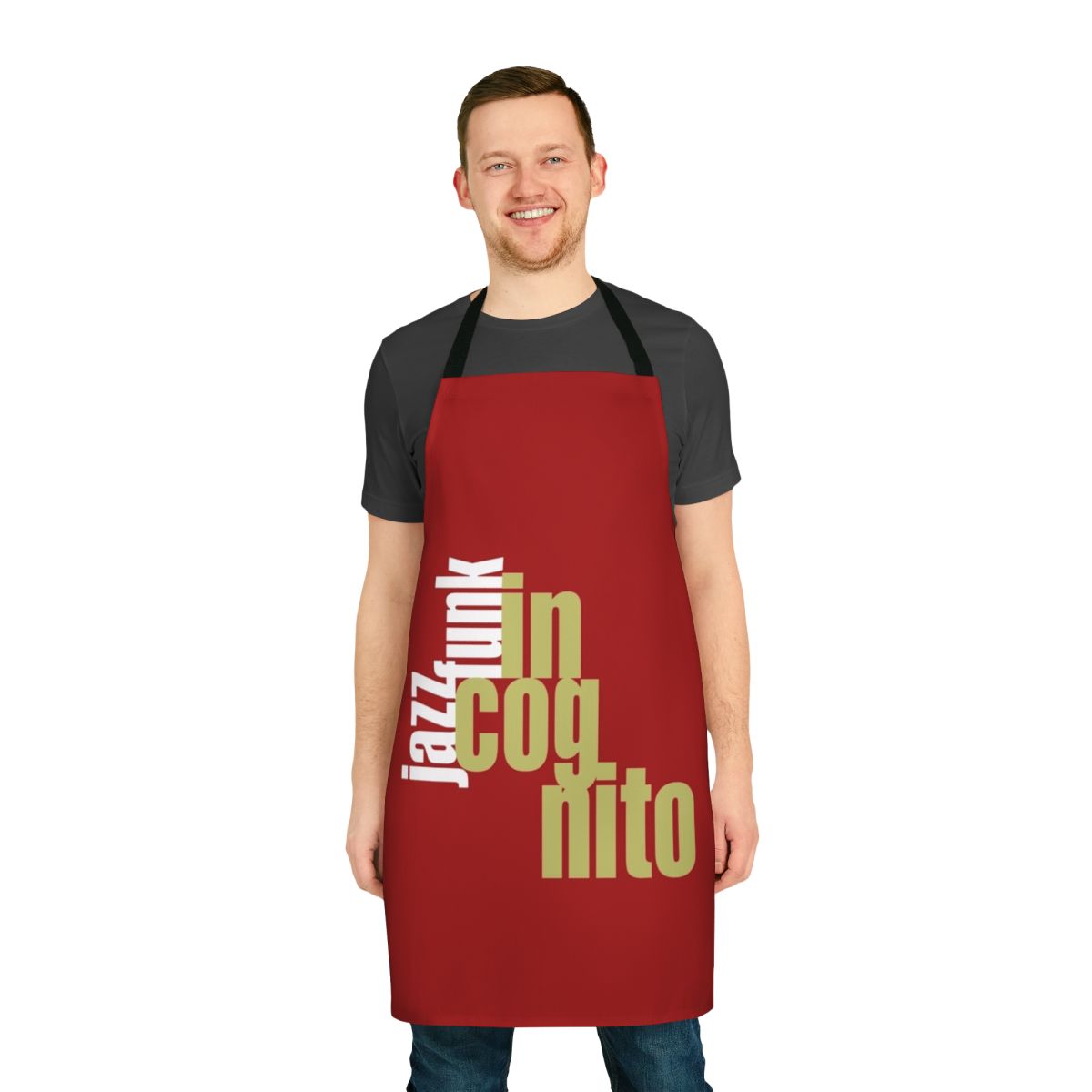 Incognito music themed apron with retro band design