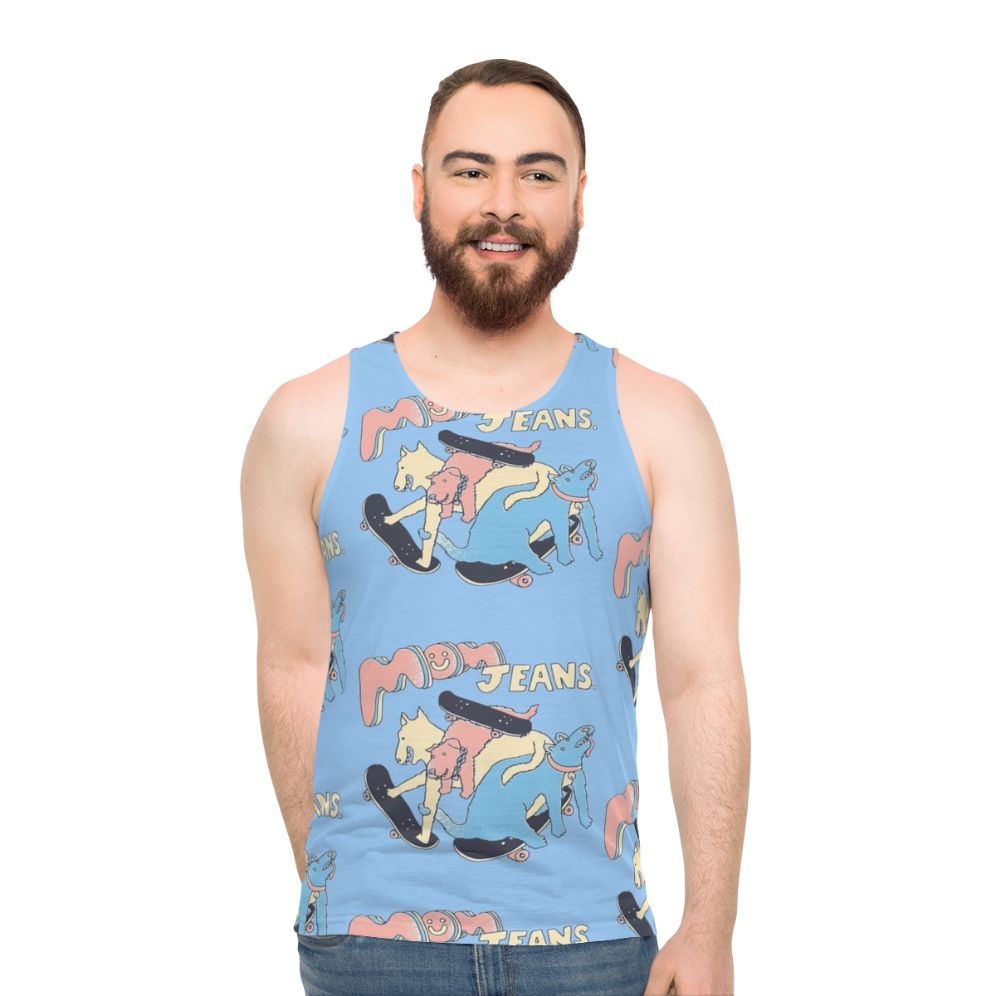 Indie band mom jeans puppy love unisex tank top