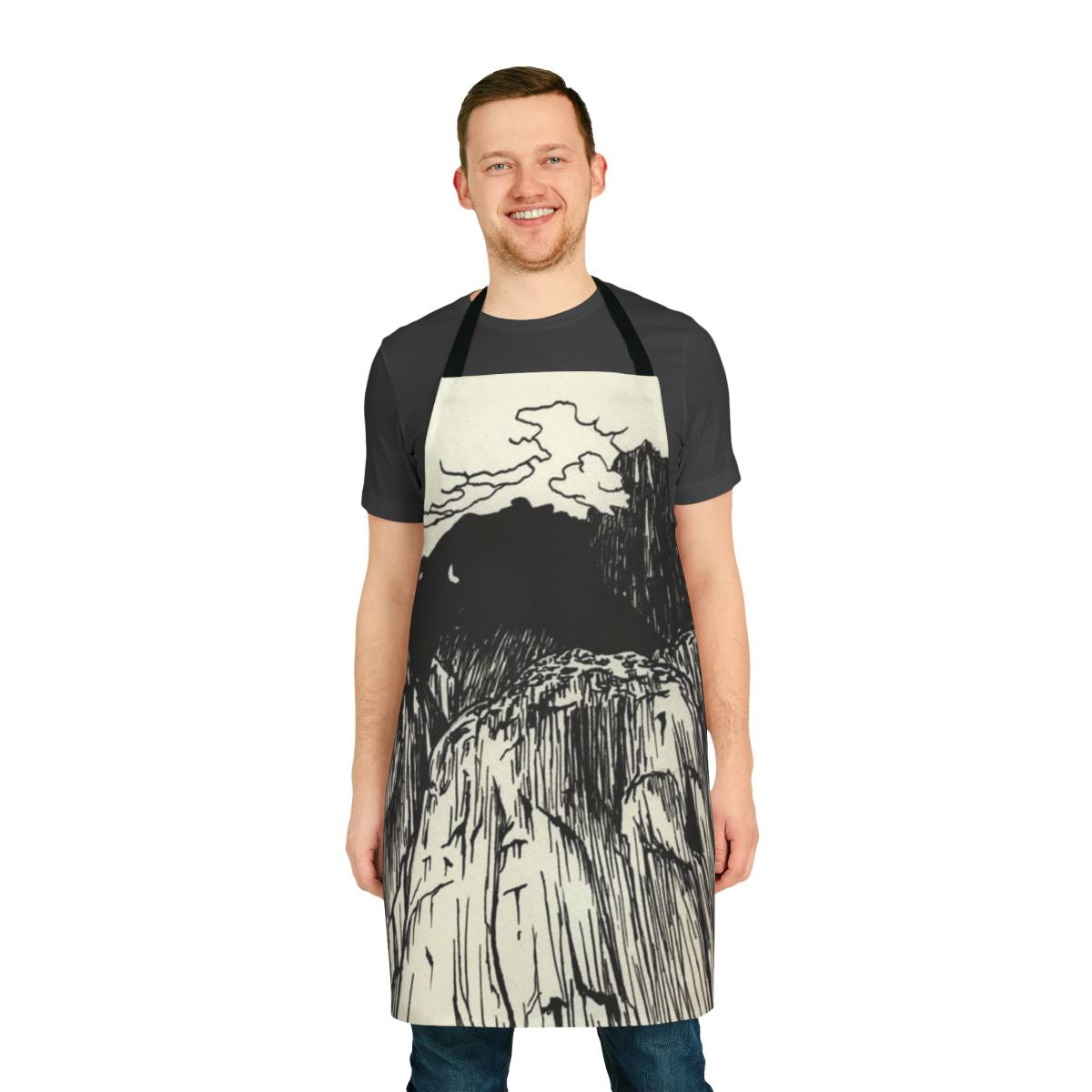 The Microphones Mount Eerie inspired apron with a drawing design