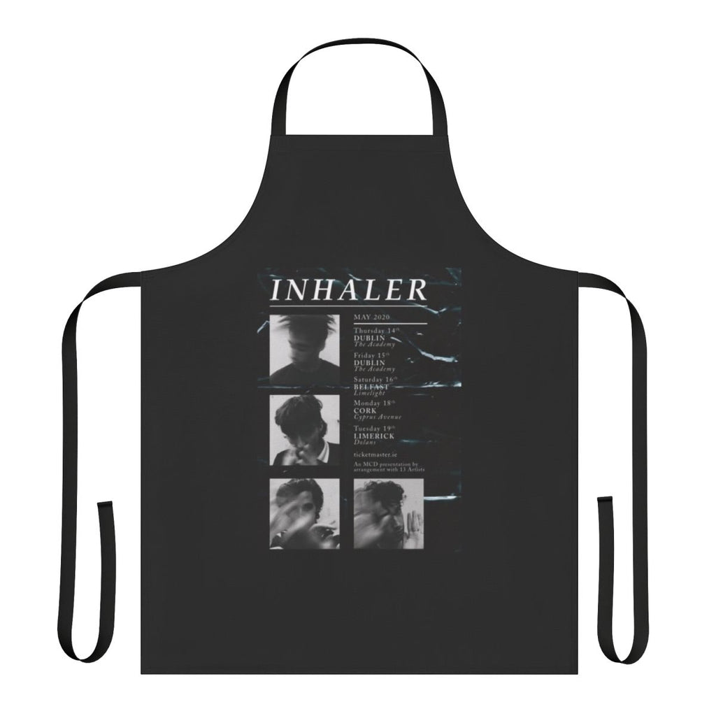 Apron featuring the indie band Inhaler's logo and song titles
