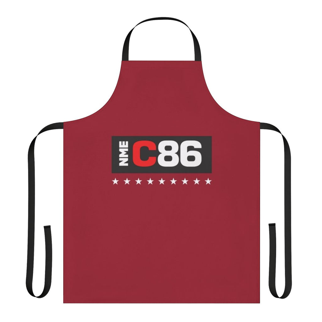 Apron design featuring vintage 1980s British indie music culture references