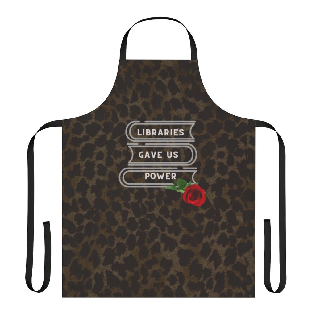 Indie music apron with rose and leopard print design