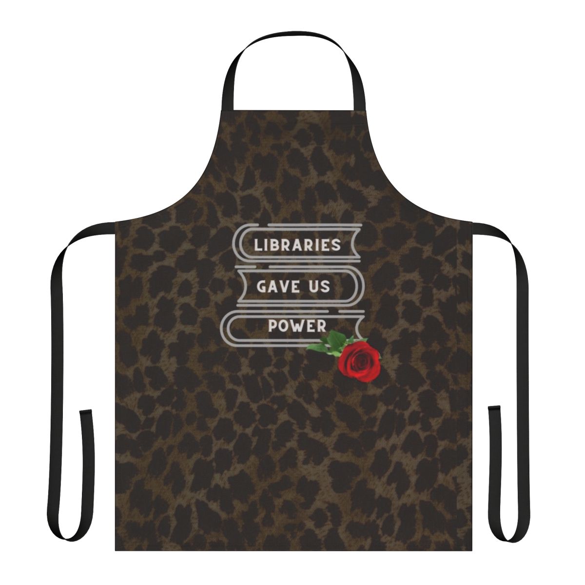 Indie music apron with rose and leopard print design