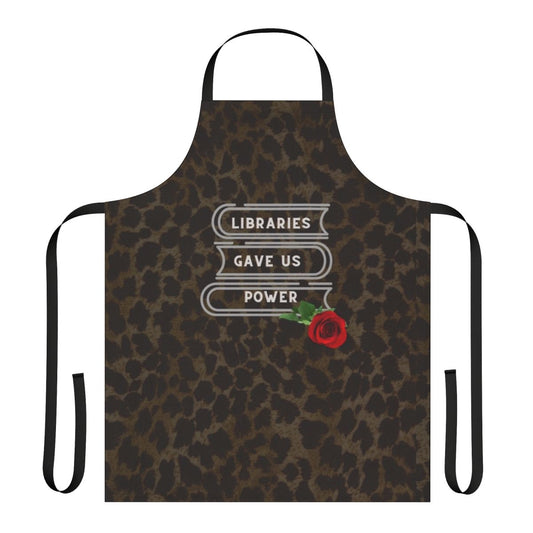 Indie music apron with rose and leopard print design