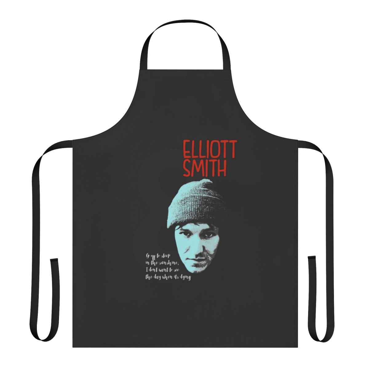 Apron featuring artistic typography and imagery inspired by the music of indie singer-songwriter Elliott Smith