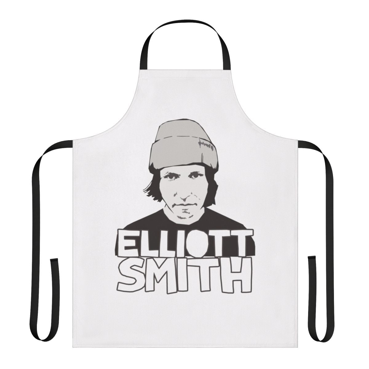 Elliott Smith themed apron featuring the musician's name and artwork