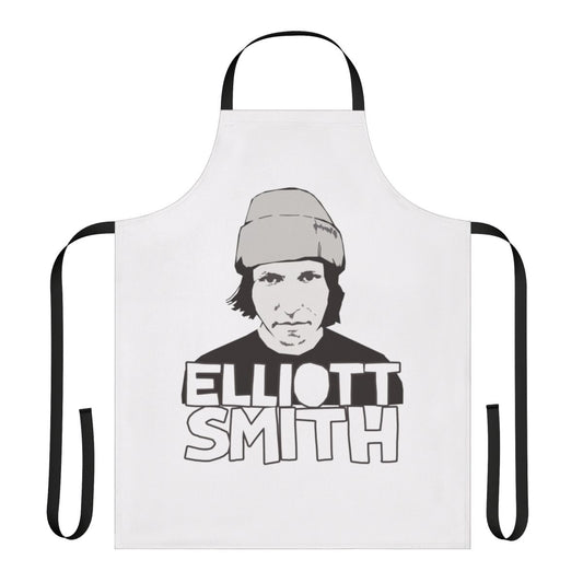 Elliott Smith themed apron featuring the musician's name and artwork