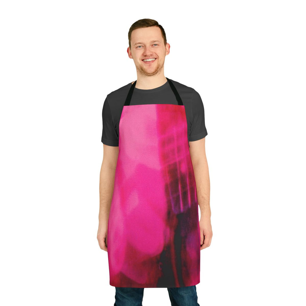 Pink and white indie rock inspired apron featuring Loveless album cover artwork