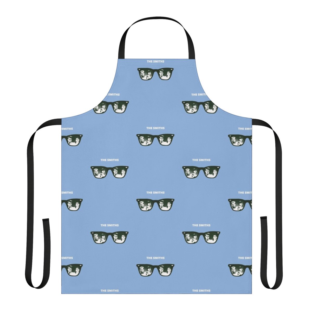 Indie rock-inspired apron featuring The Smiths-style graphics