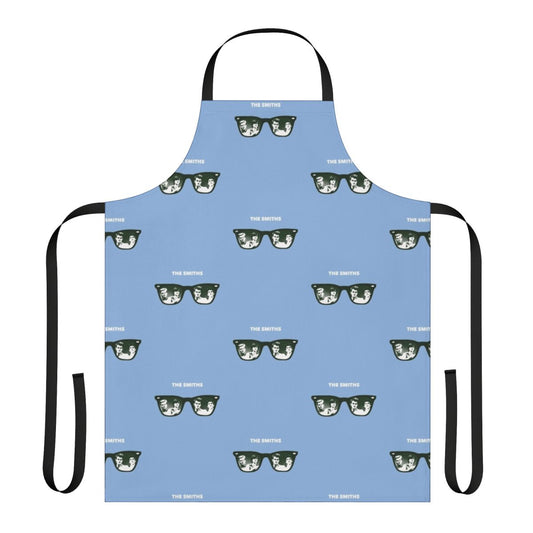 Indie rock-inspired apron featuring The Smiths-style graphics