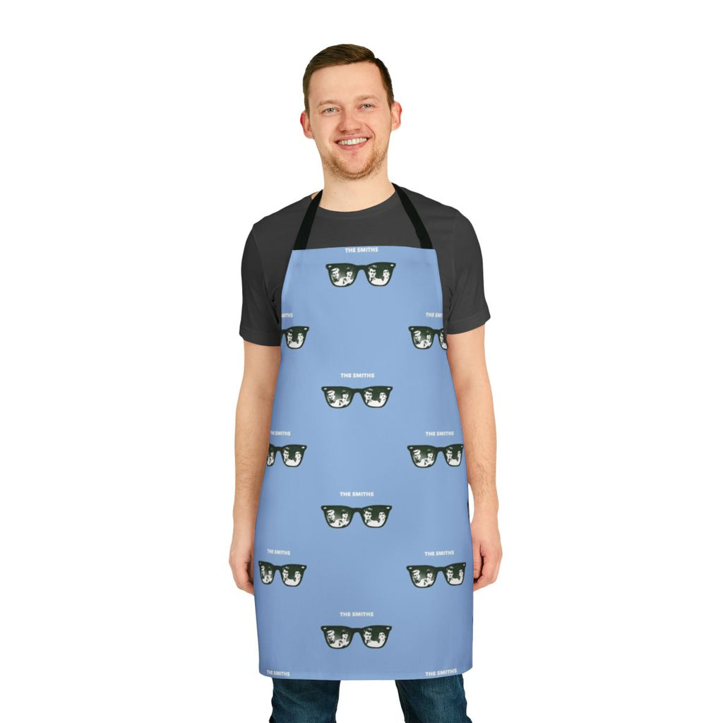 Indie rock-inspired apron featuring The Smiths-style graphics
