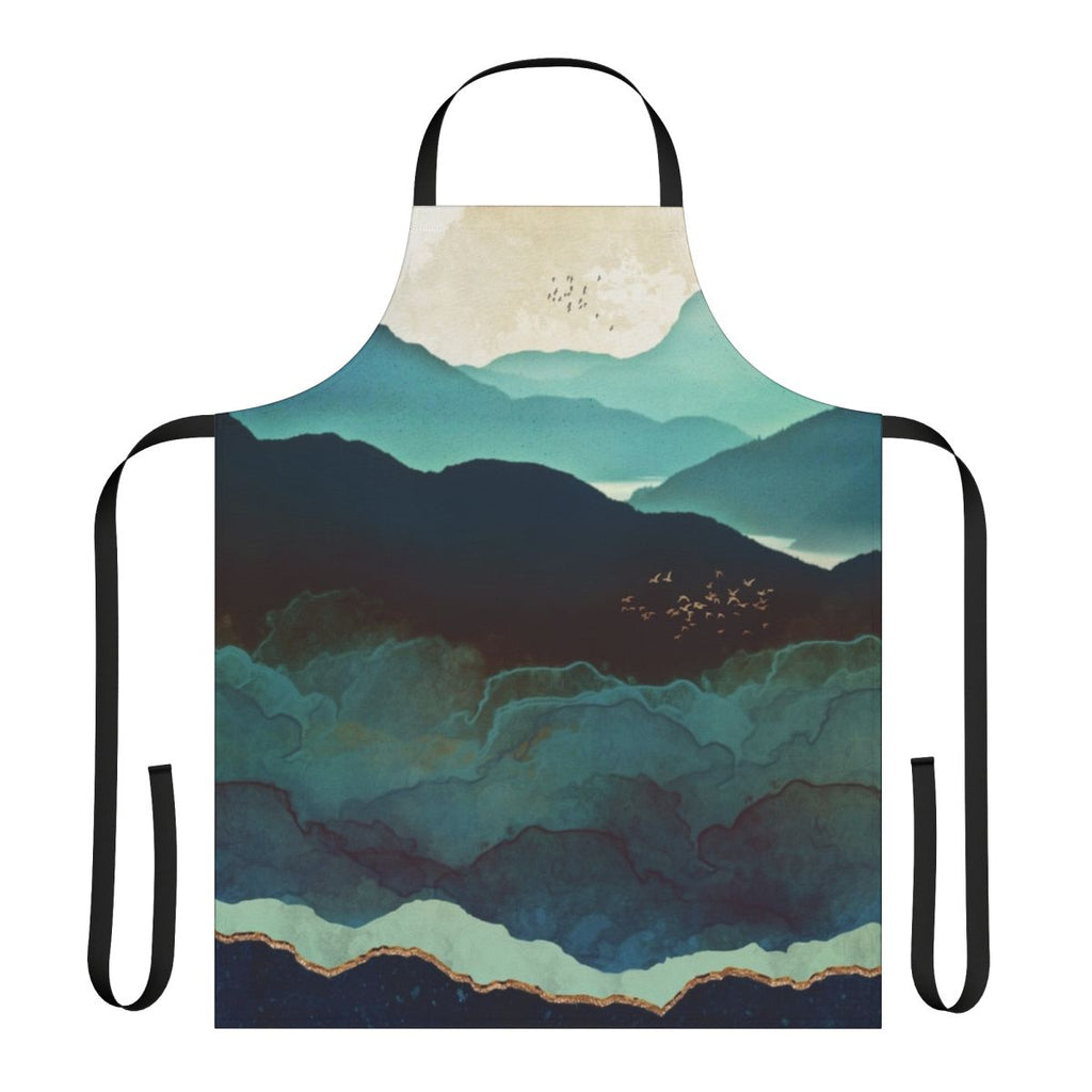 Indigo Mountains Textile Apron with Nature Landscape and Wanderlust Inspired Design